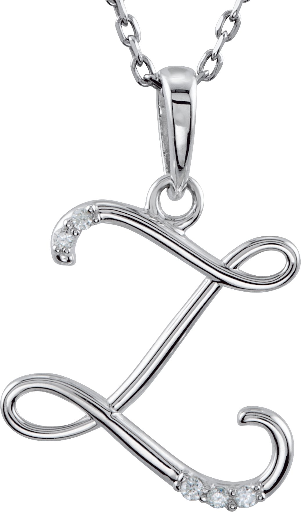 Sterling Silver .03 CTW Diamond Initial Z 18" Necklace