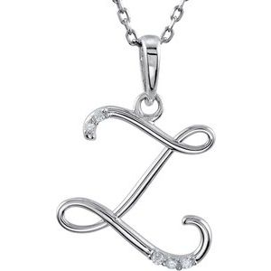 Sterling Silver .03 CTW Diamond Initial Z 18" Necklace