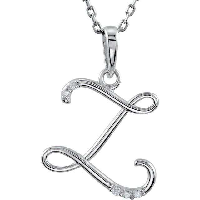 Sterling Silver .025 CTW Natural Diamond Initial Z 18