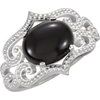 Sterling Silver Onyx Granulated Design Ring Ref 3625125