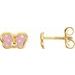 14K Yellow Pink Enamel Butterfly Earrings