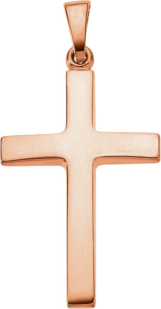 14K Rose 23x15.9 mm Cross Pendant 