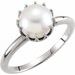 14K White Cultured White Freshwater Pearl Crown Ring 