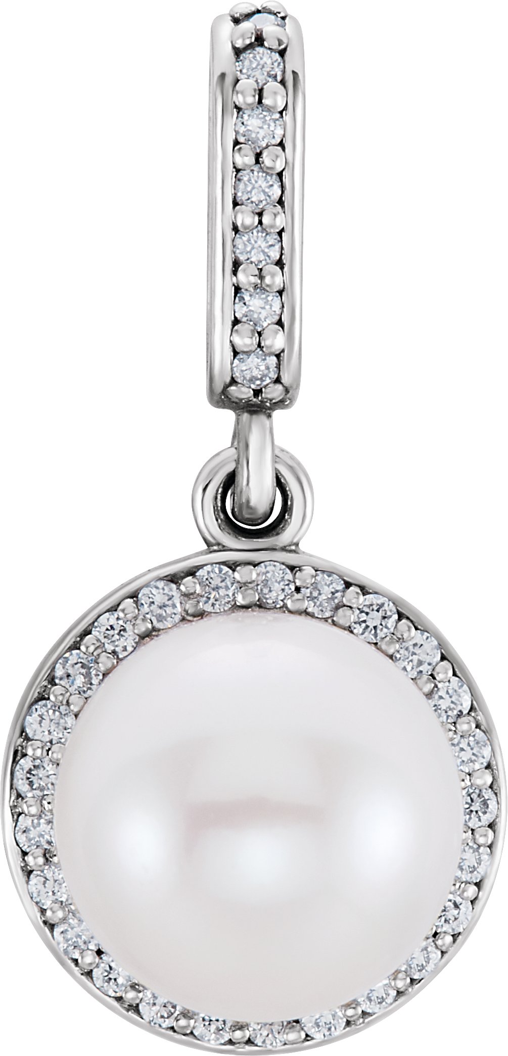 14K White Freshwater Cultured Pearl and .125 CTW Diamond Pendant Ref. 11292870