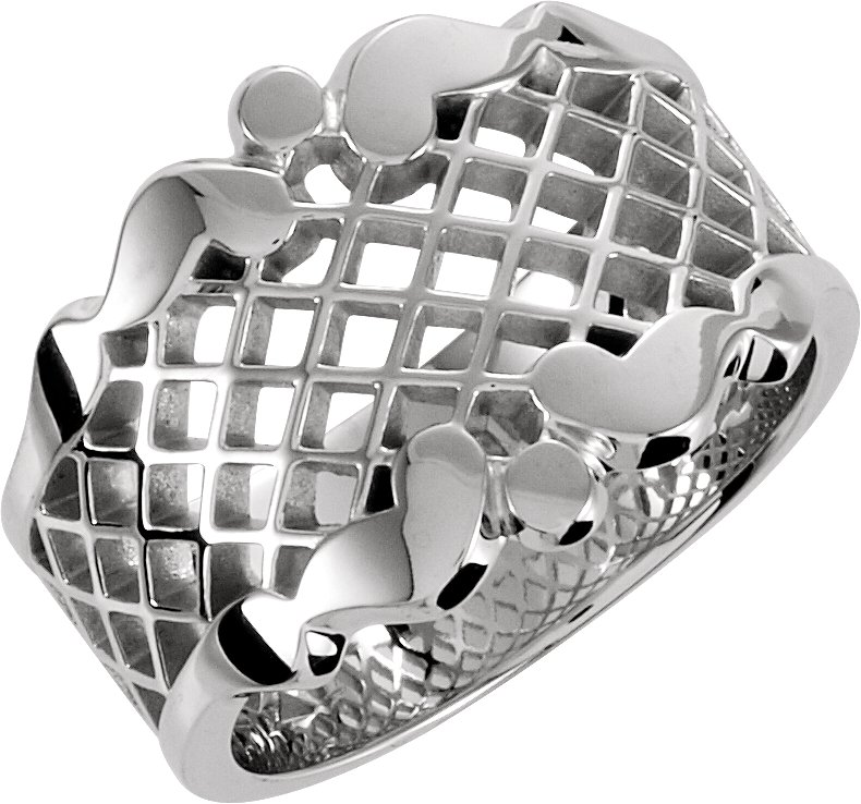 Sterling Silver 14.5 mm Latticework Band