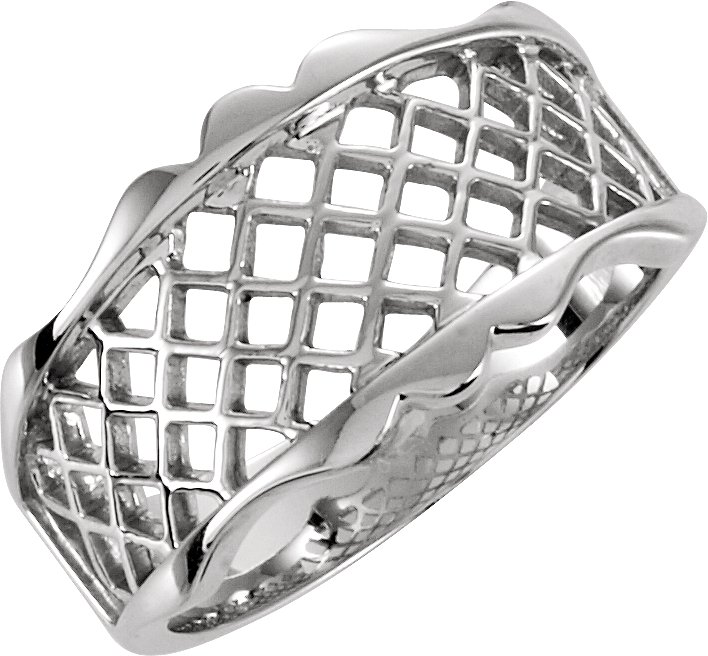 14K White Latticework Ring