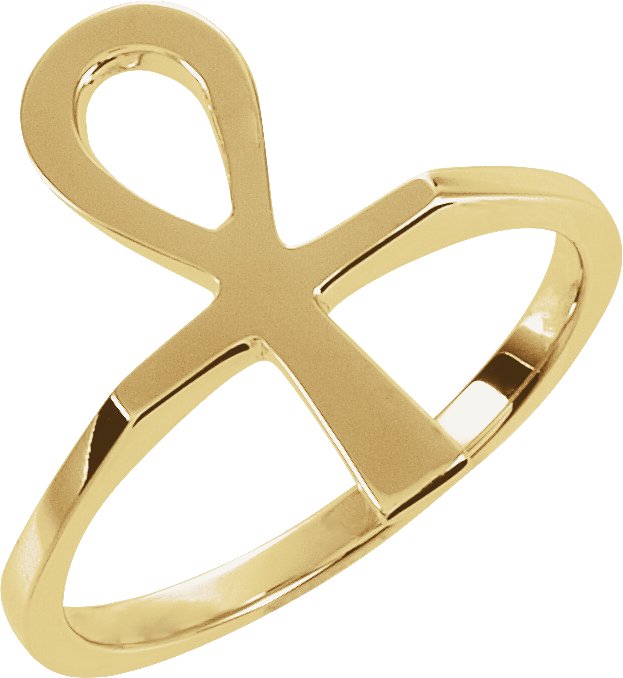 10K Yellow Ankh Ring