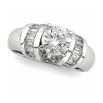 Platinum Diamond Accented Baguette Engagement Ring 1.67 CTW Ref 237106