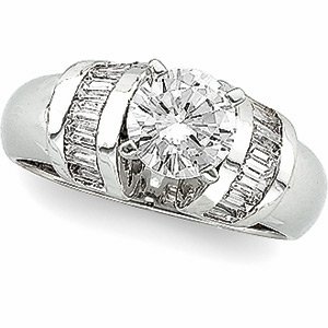 Accented Baguette Engagement Ring