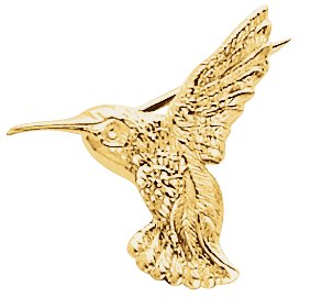 14K Yellow Hummingbird Brooch