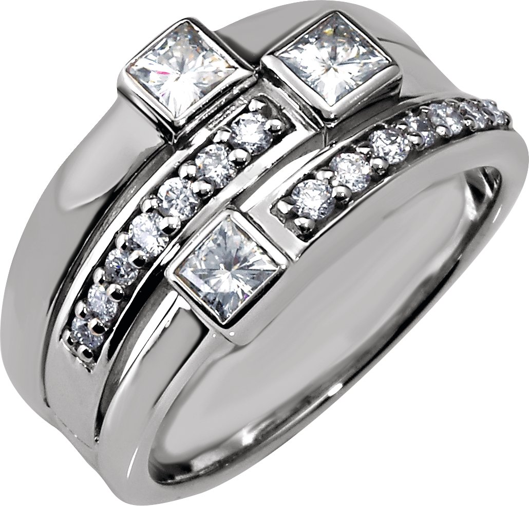 Created Moissanite and Diamond Ring .5 Carat Ref 793097