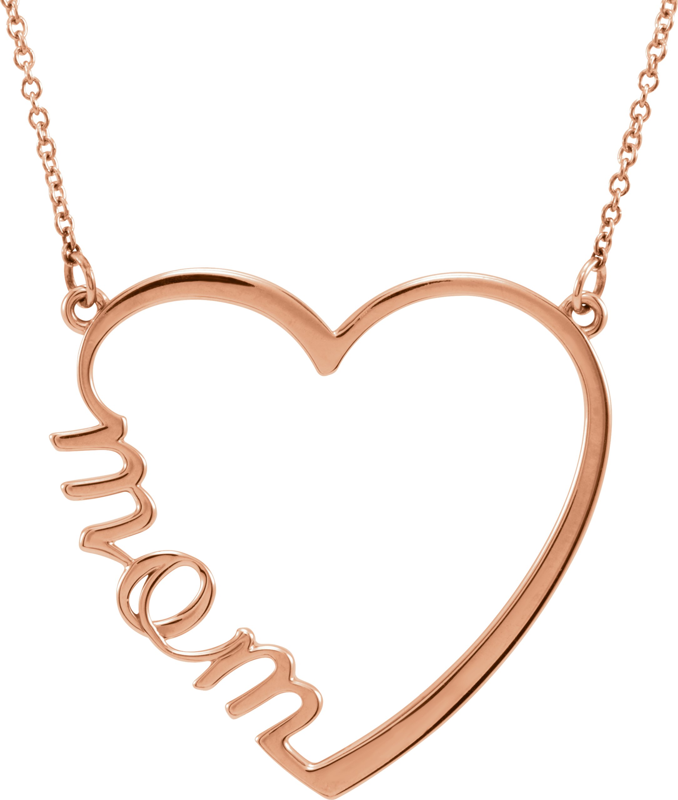 14K Rose "Mom" Heart 17" Necklace