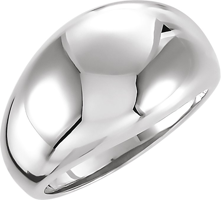 14K White 14 mm Dome Ring