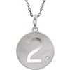 Sterling Silver .005 CT Diamond Numeral 2 Disc 18 inch Necklace Ref. 4333979
