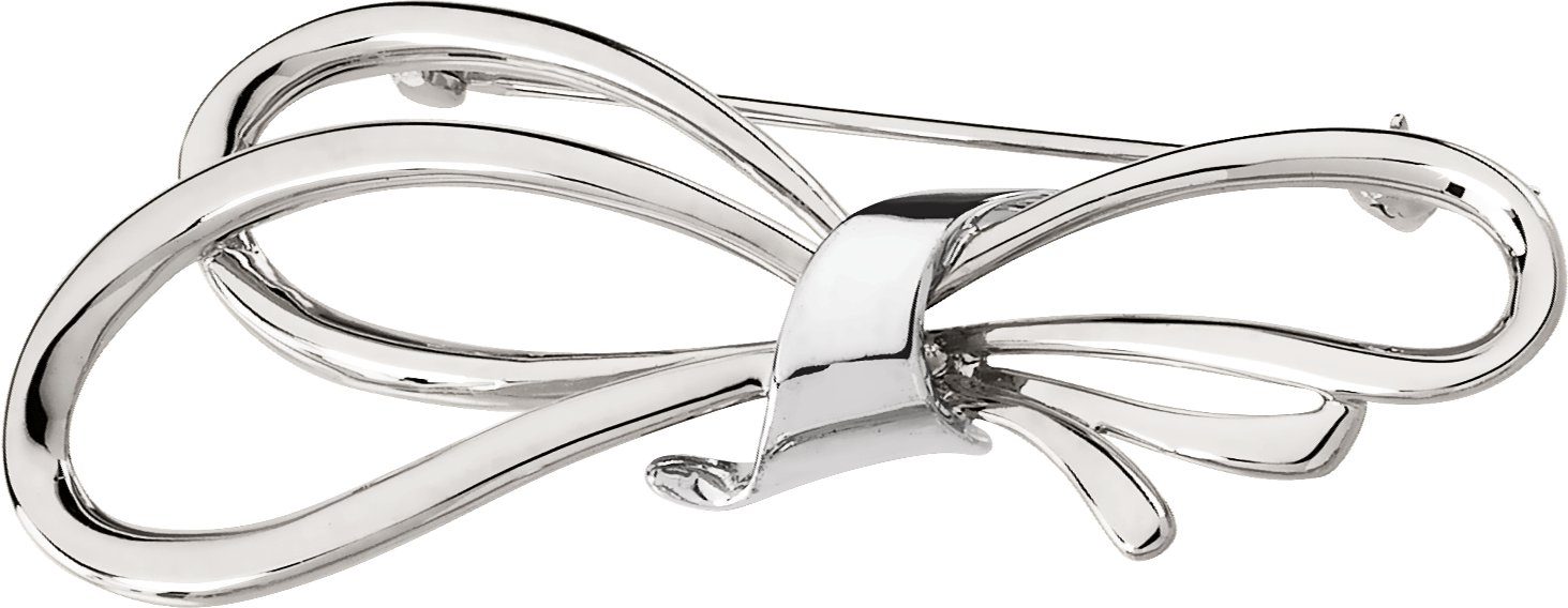 14K White Gold Freeform Bow Brooch