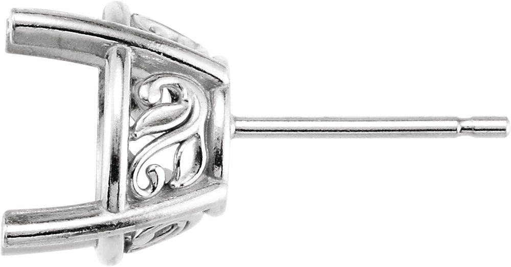 Round 4-Prong Laurel Scroll Stud Earrings