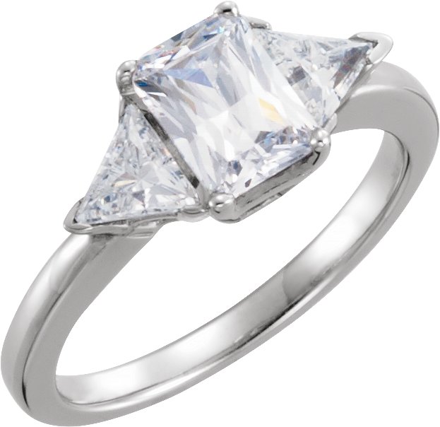 Platinum 3 Stone Diamond Engagement Ring 1 8x6, 2 5x5x5, 5.21DWT10 Ref 497350