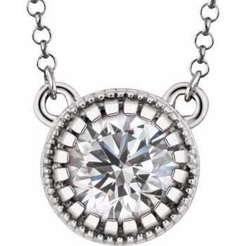 14K White Sapphire April 18 inch Birthstone Necklace Ref 10697025