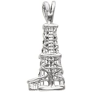 Sterling Silver Oil Derrick Pendant with Open Back