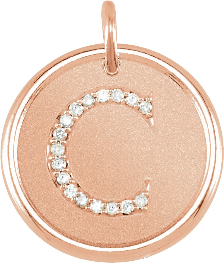 14K Rose .08 CTW Natural Diamond Initial C Pendant Ref 4940407