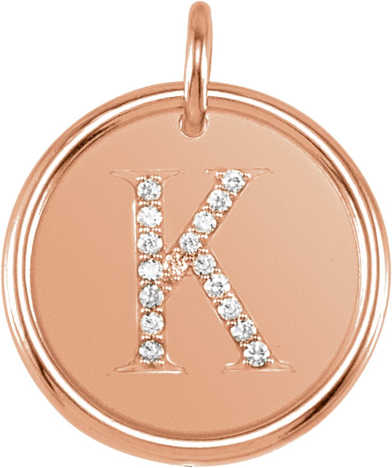 14K Rose .08 CTW Natural Diamond Initial K Pendant Ref 4940395