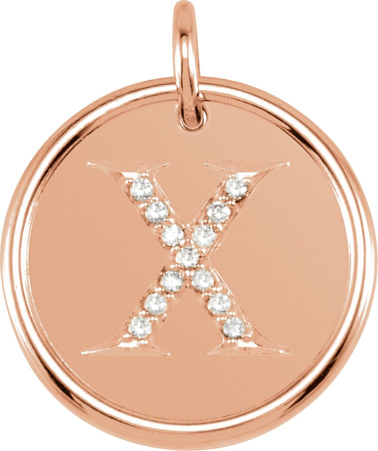 14K Rose .07 CTW Natural Diamond Initial X Pendant Ref 4977131