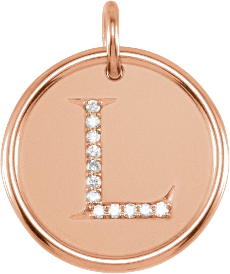 14K Rose .06 CTW Natural Diamond Initial L Pendant Ref 4940568