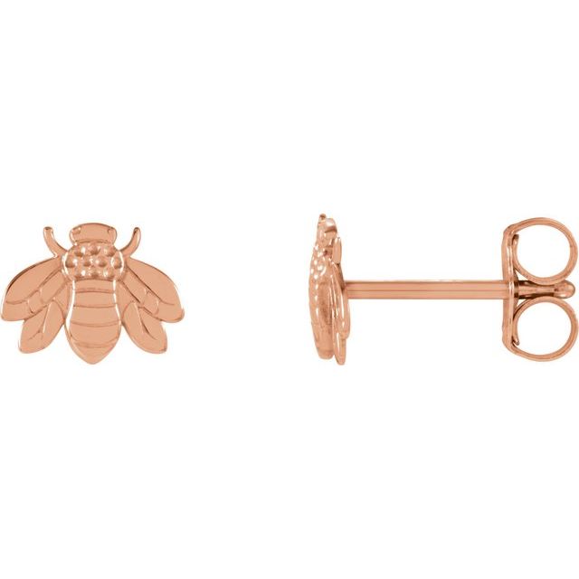 14K Rose 7x5.5 mm Bumblebee Earrings