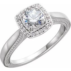 122512 / 14Kt White / Halo Style Engagement Ring Mounting