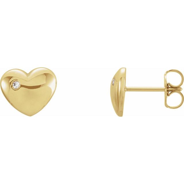 14K Yellow .02 CTW Diamond Heart Earrings