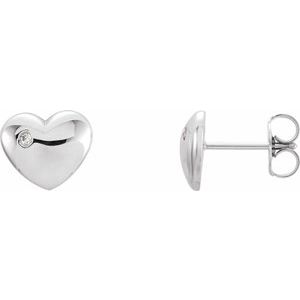 Sterling Silver .02 CTW Diamond Heart Earrings
