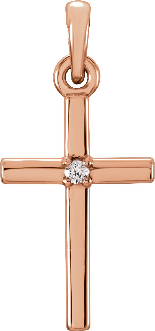 14K Rose 19.2x9 mm .01 CT Diamond Cross Pendant Ref. 10569958