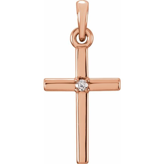 14K Rose 19.2x9 mm .01 CT Diamond Cross Pendant