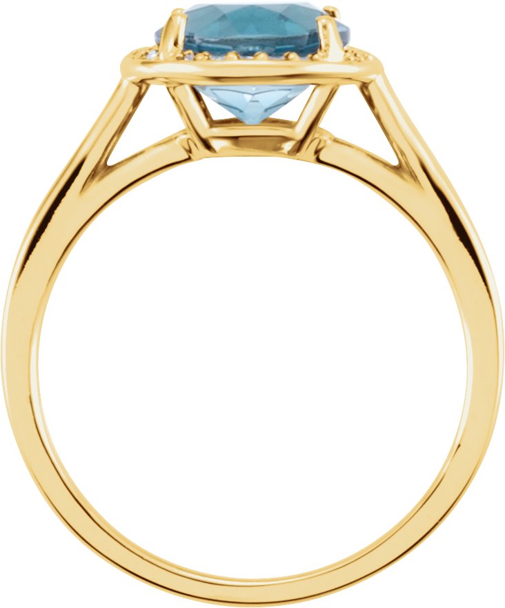 14K Yellow Natural London Blue Topaz & .05 CTW Natural Diamond Ring