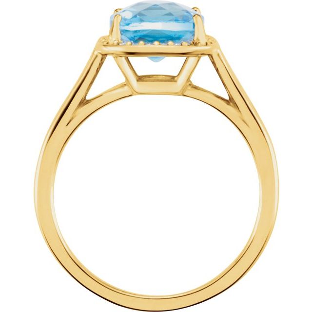 14K Yellow Natural Swiss Blue Topaz & 1/6 CTW Natural Diamond Halo-Style Ring