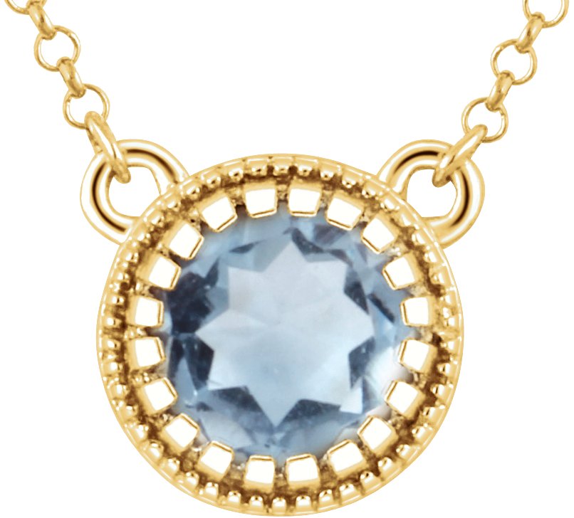 14K Yellow Aquamarine inchMarch inch 18 inch Birthstone Necklace Ref 9903972