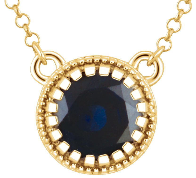 14K Yellow Blue Sapphire inchSeptember inch 18 inch Birthstone Necklace Ref 9914047