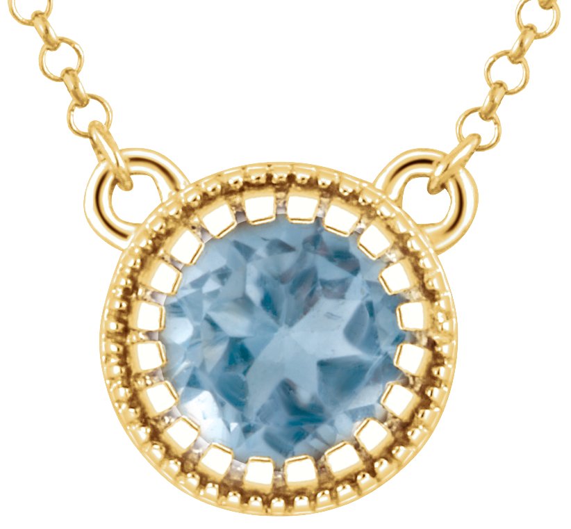 14K Yellow Swiss Blue Topaz inchDecember inch 18 inch Birthstone Necklace Ref 9914101