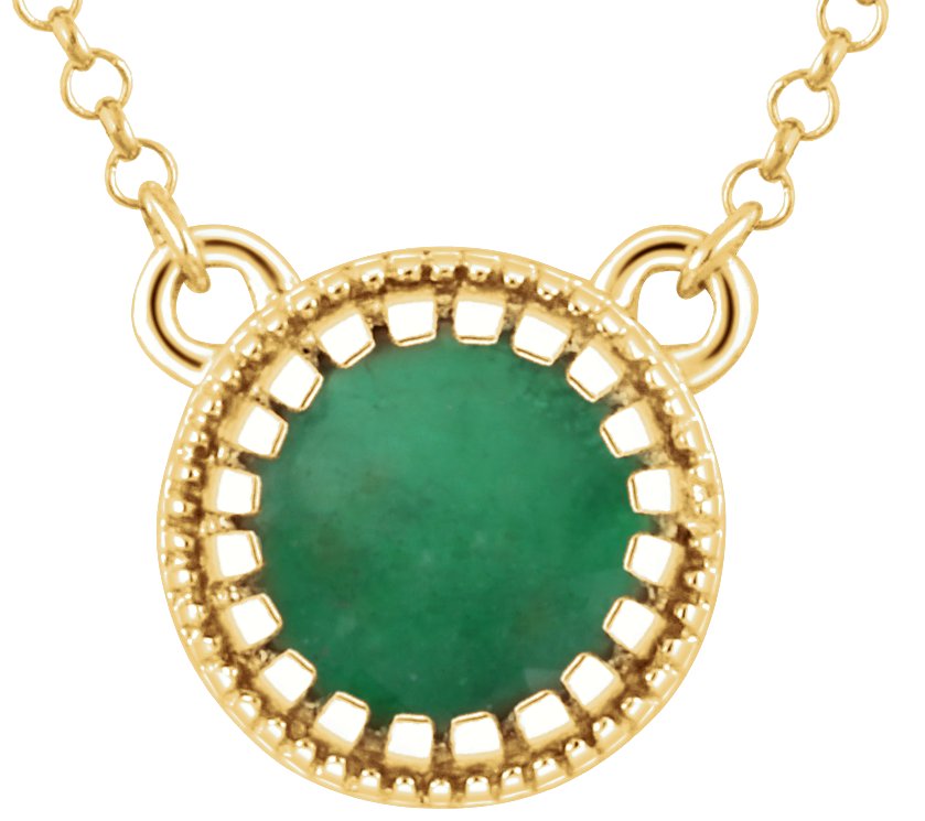 14K Yellow Emerald inchMay inch 18 inch Birthstone Necklace Ref 9904998