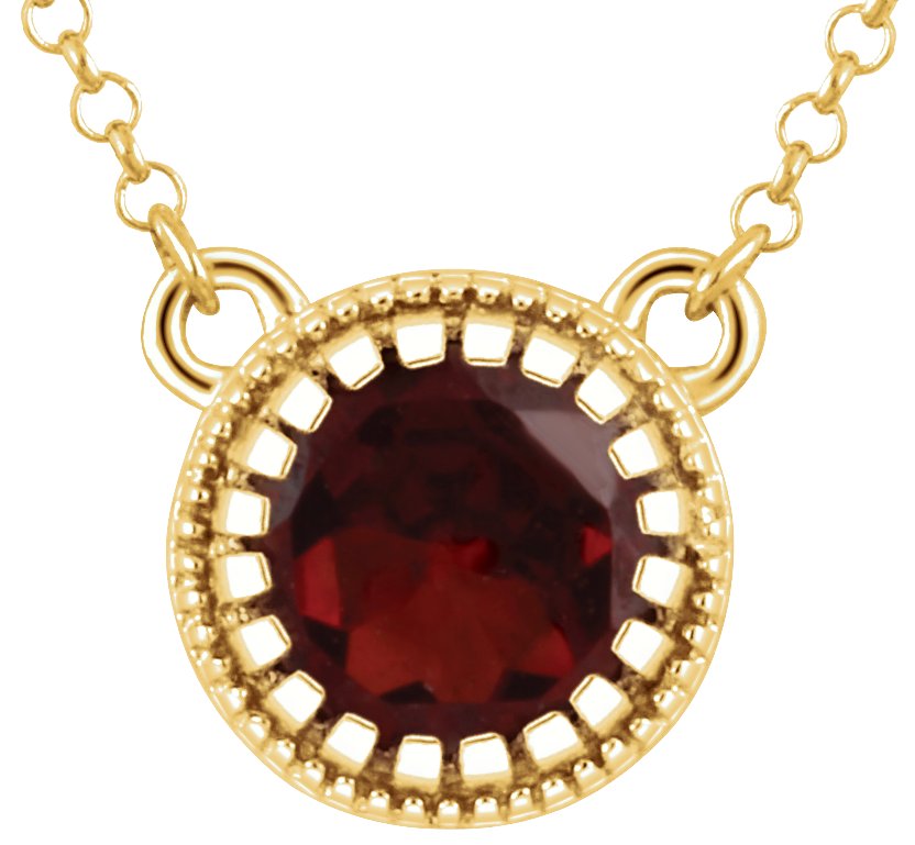 14K Yellow Natural Mozambique Garnet "January" 18" Birthstone Necklace