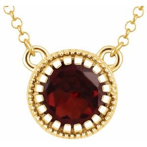 14K Yellow Natural Mozambique Garnet "January" 18" Birthstone Necklace