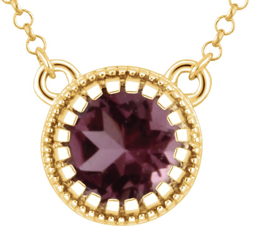 14K Yellow Pink Tourmaline inchOctober inch 18 inch Birthstone Necklace Ref 9914063