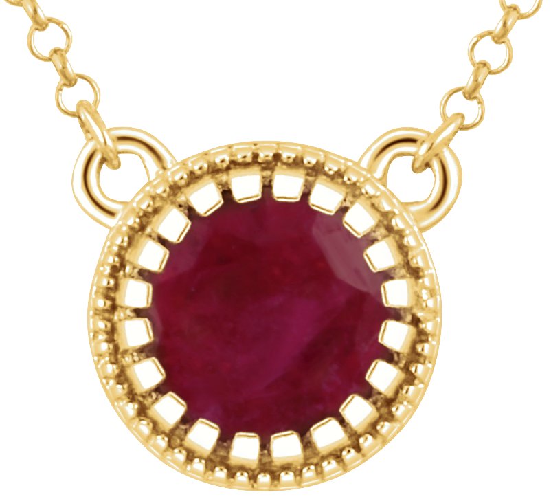 14K Yellow Ruby inchJuly inch 18 inch Birthstone Necklace Ref 9913992