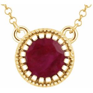14K Yellow Ruby "July" 18" Birthstone Necklace