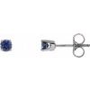 14K White 3 mm Round Imitation Blue Sapphire Youth Birthstone Earrings Ref. 11036044