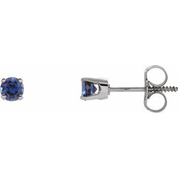 Sterling Silver 3 mm Round Imitation Blue Sapphire Youth Birthstone Earrings Ref. 11105977