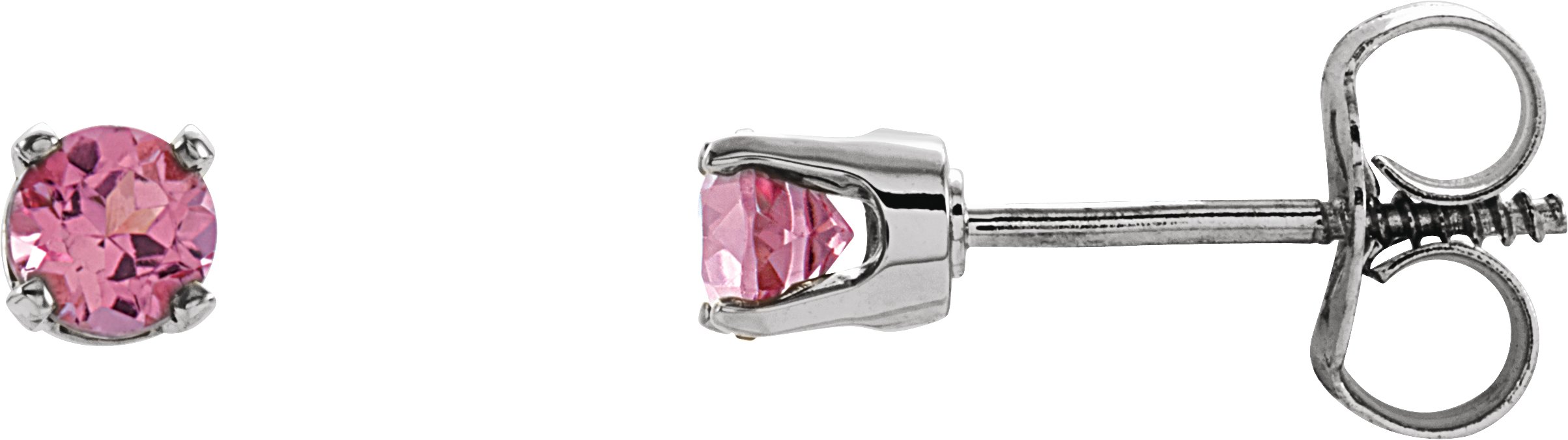 Sterling Silver Imitation Pink Tourmaline Youth Earrings