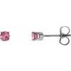 14K White 3 mm Round Pink Tourmaline Youth Birthstone Earrings Ref. 9868205