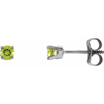 Sterling Silver 3 mm Round Imitation Peridot Youth Birthstone Earrings Ref. 11105976