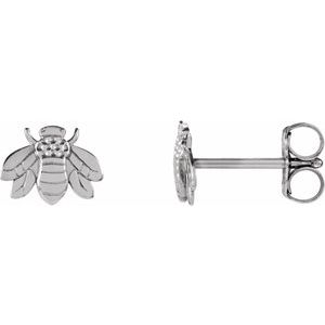 14K White Bumblebee Earrings